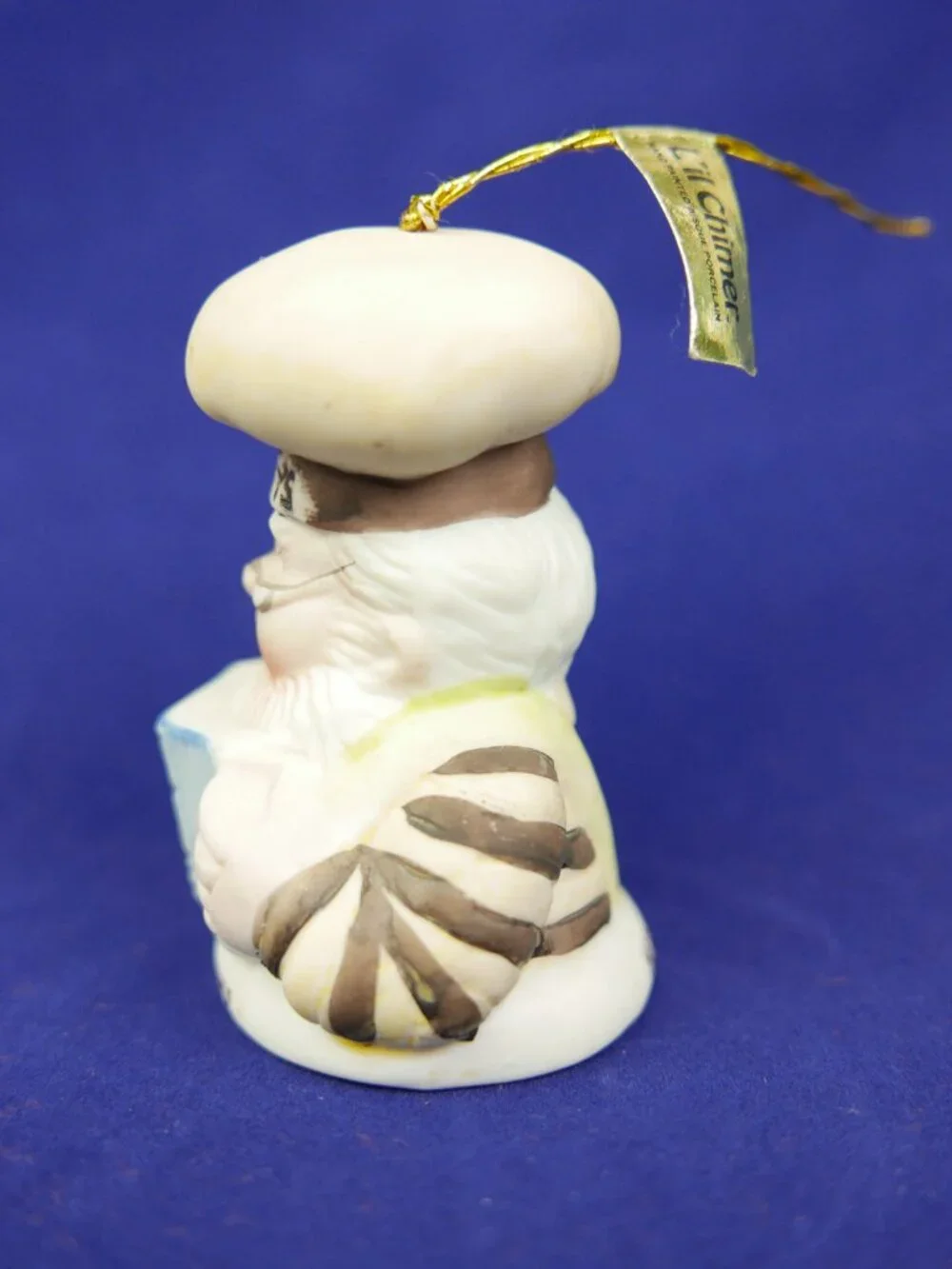 Vintage 1984 Hershey Lil Chimer Santa Christmas Ornament Porcelain Bell Checkin
